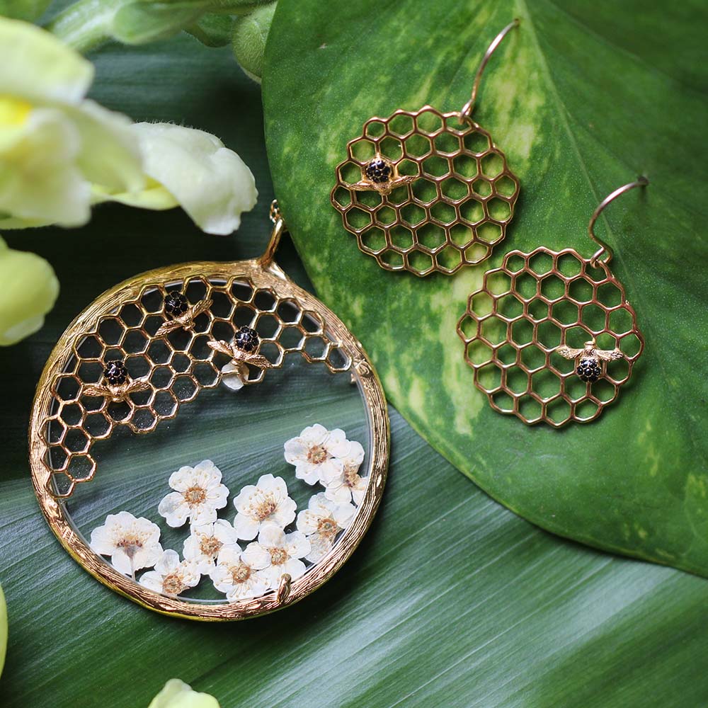 Honeycomb Disc Earrings
