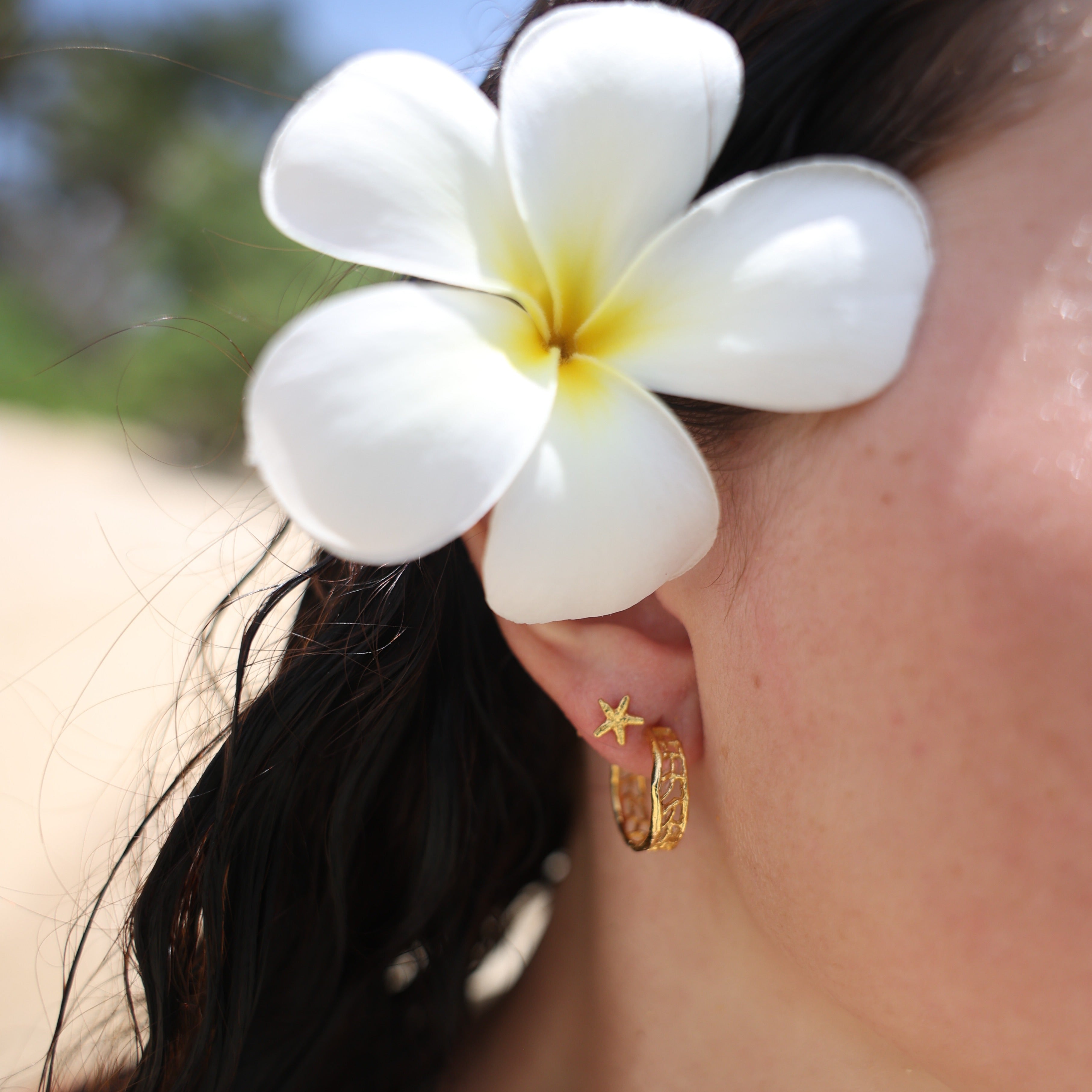 Small Coral Hoop Earrings