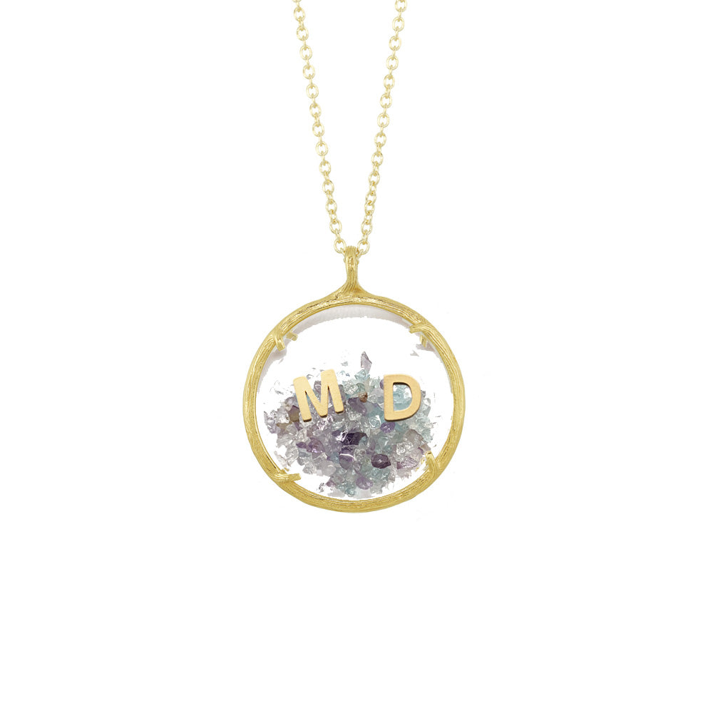 Custom Large Birthstone Shaker Necklace with Letters