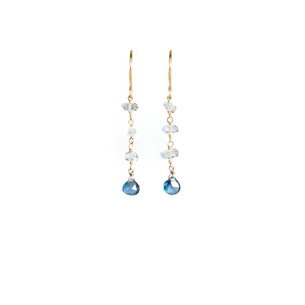 Herkimer Diamond with Heart-Shaped Stone Earrings