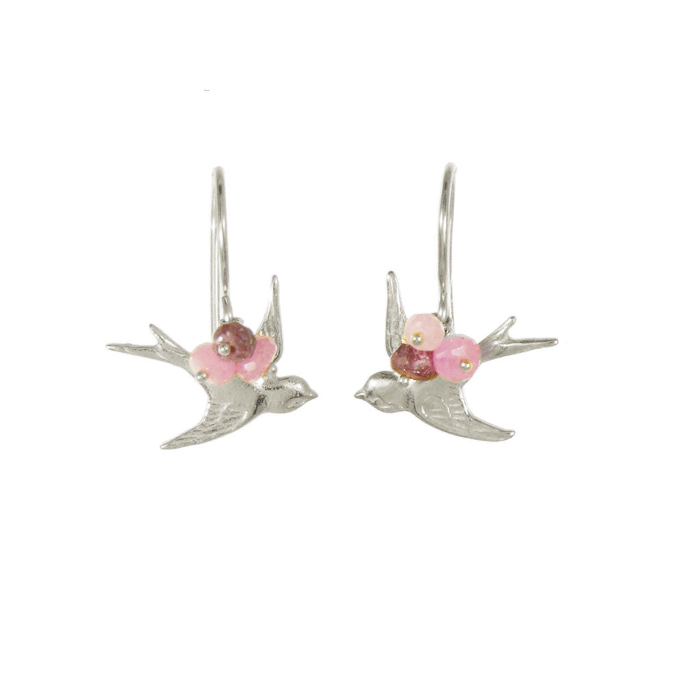 bird earrings with gemstones