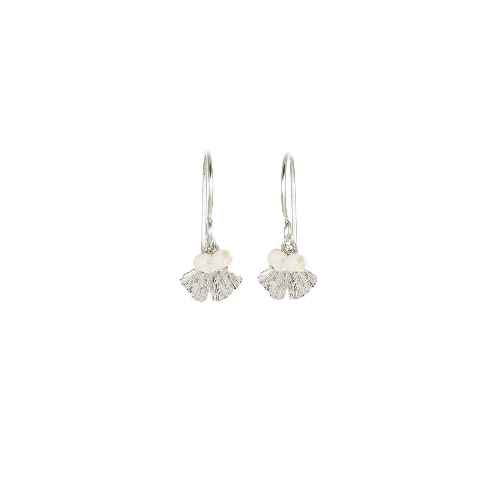 Mini Gingko with Stones Earrings