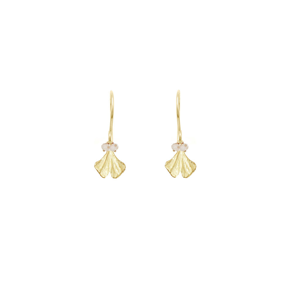 Mini Gingko with Stones Earrings