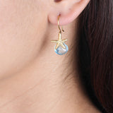 Starfish Earrings with Teardrop Gemstones