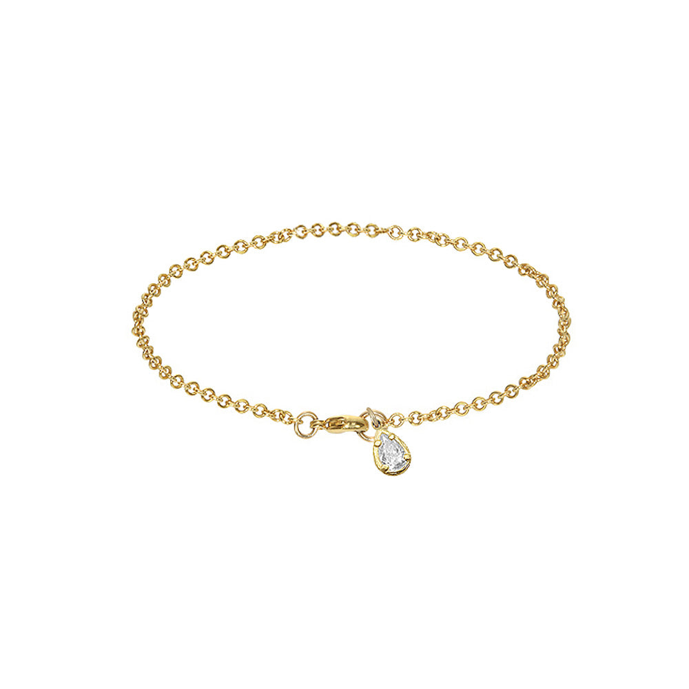 Teardrop Solitaire on Chain Bracelet