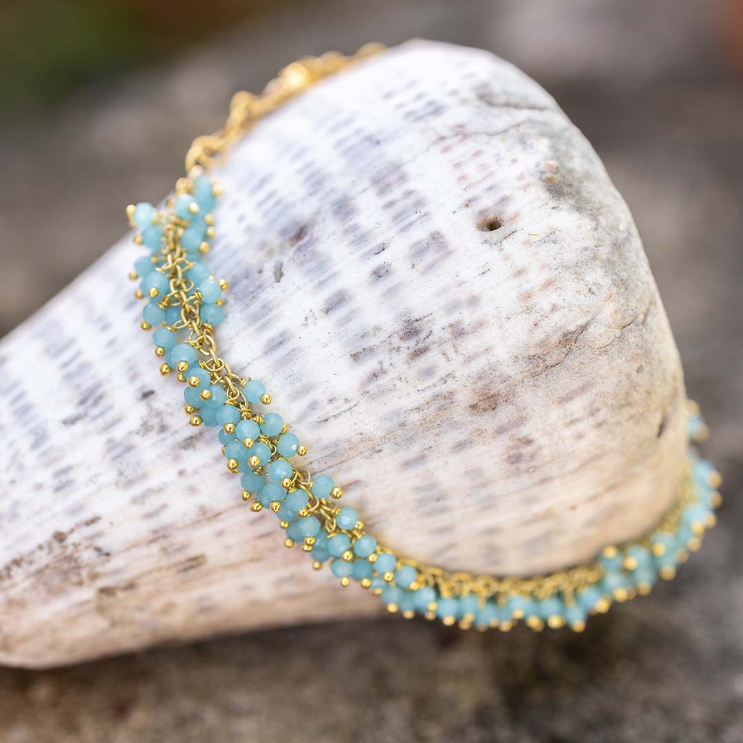 Bracelet fait main AAA perles rondes lisses larimar bleu naturel 6,5 Bracelet fait main AAA perles rondes lisses larimar bleu naturel 6,5