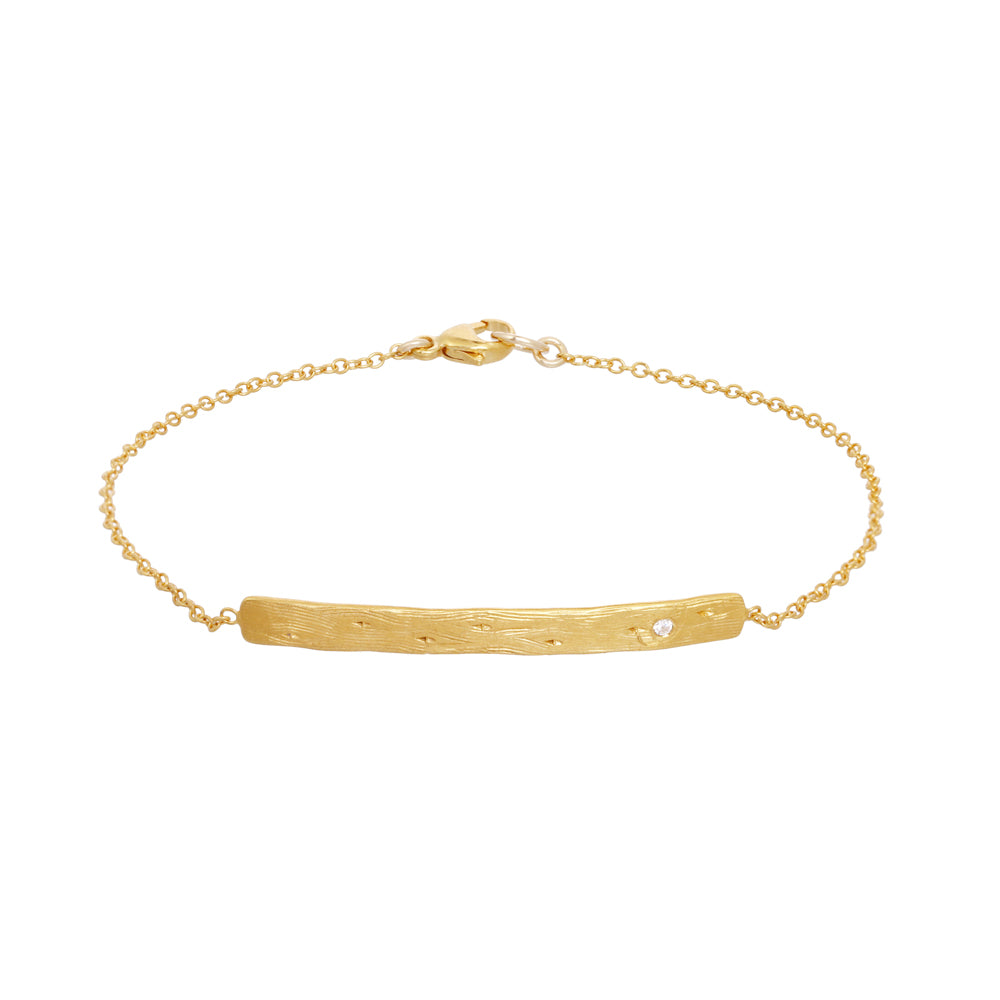 Wide Koa Bark with Set Stone Chain Bracelet