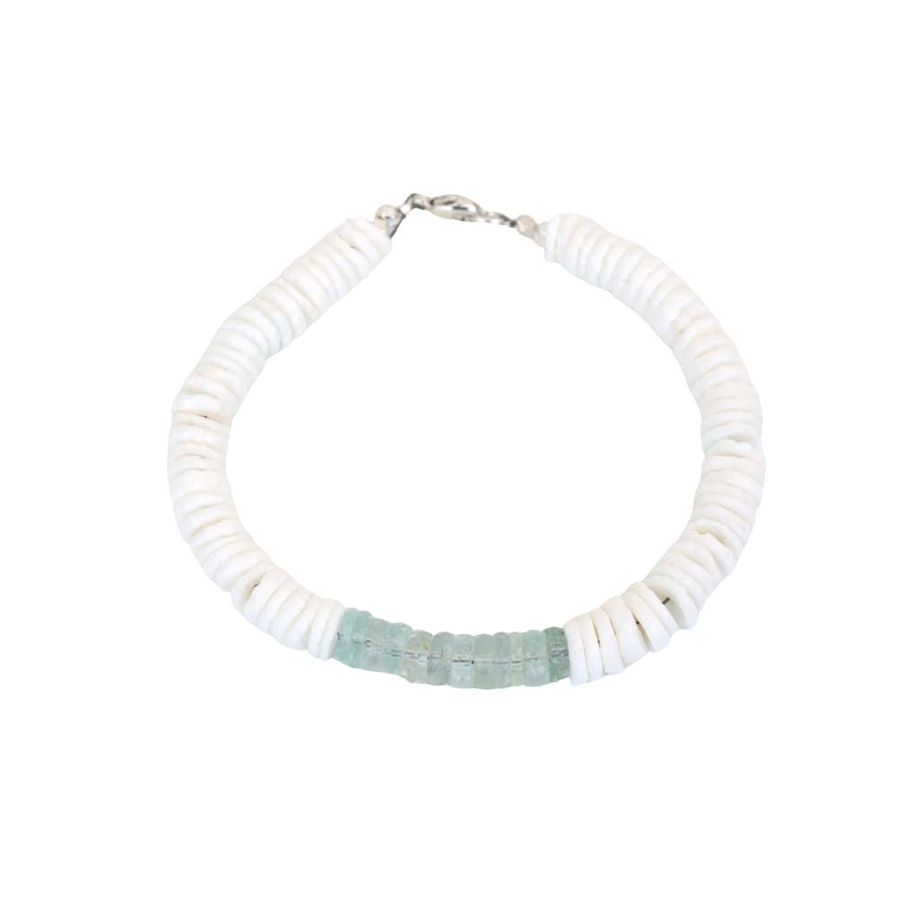 Puka Shell Bracelet with Gemstones