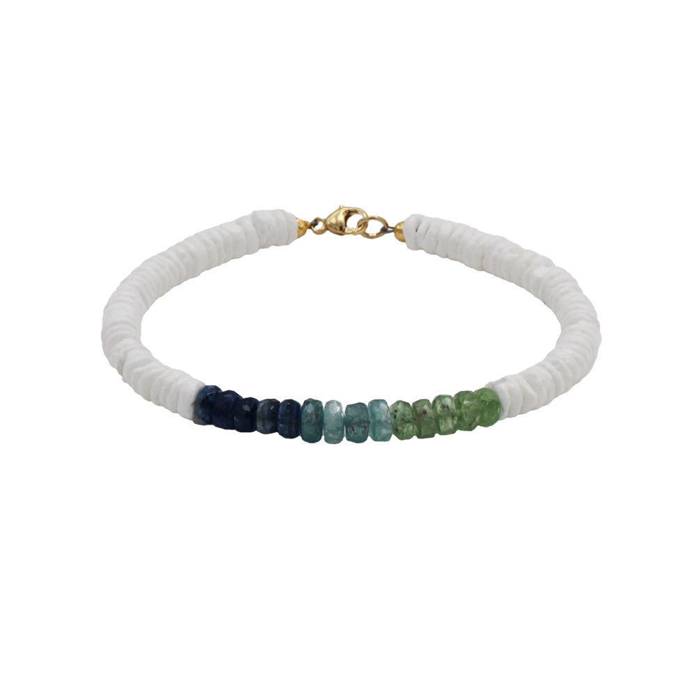 Puka Shell and Kyanite Bracelet