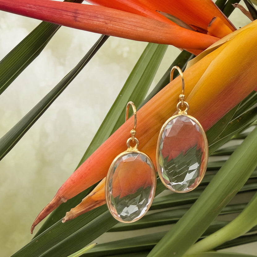 Gold Bezel Earrings | Handmade in Hawaii