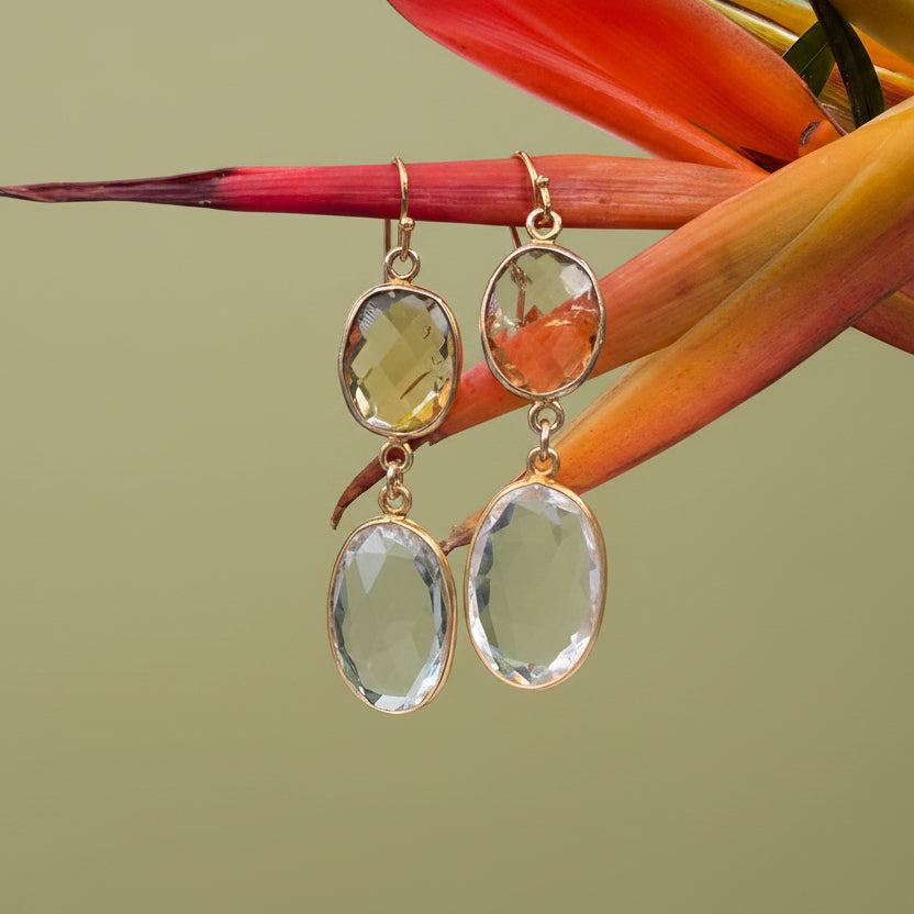 Gold Double Bezel Earrings | Handmade in Hawaii