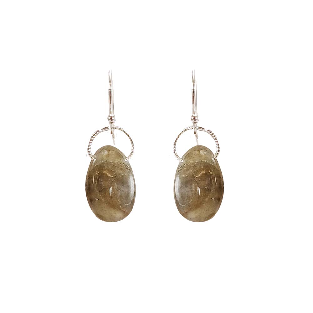 Flat Egg Gemstone Earrings