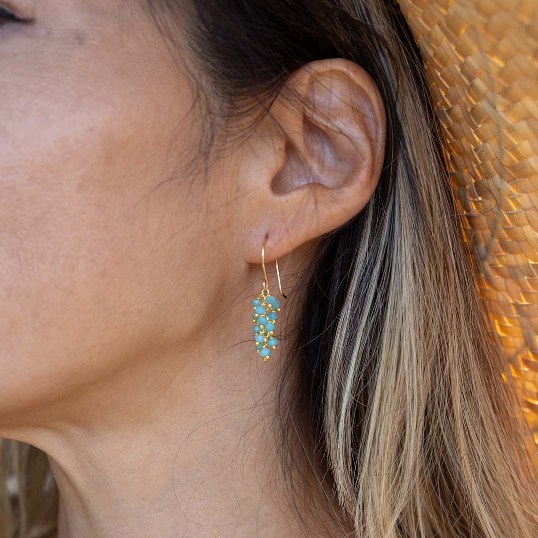 Mini Fringe Earrings | Beaded Gemstone | Handmade Hawaii