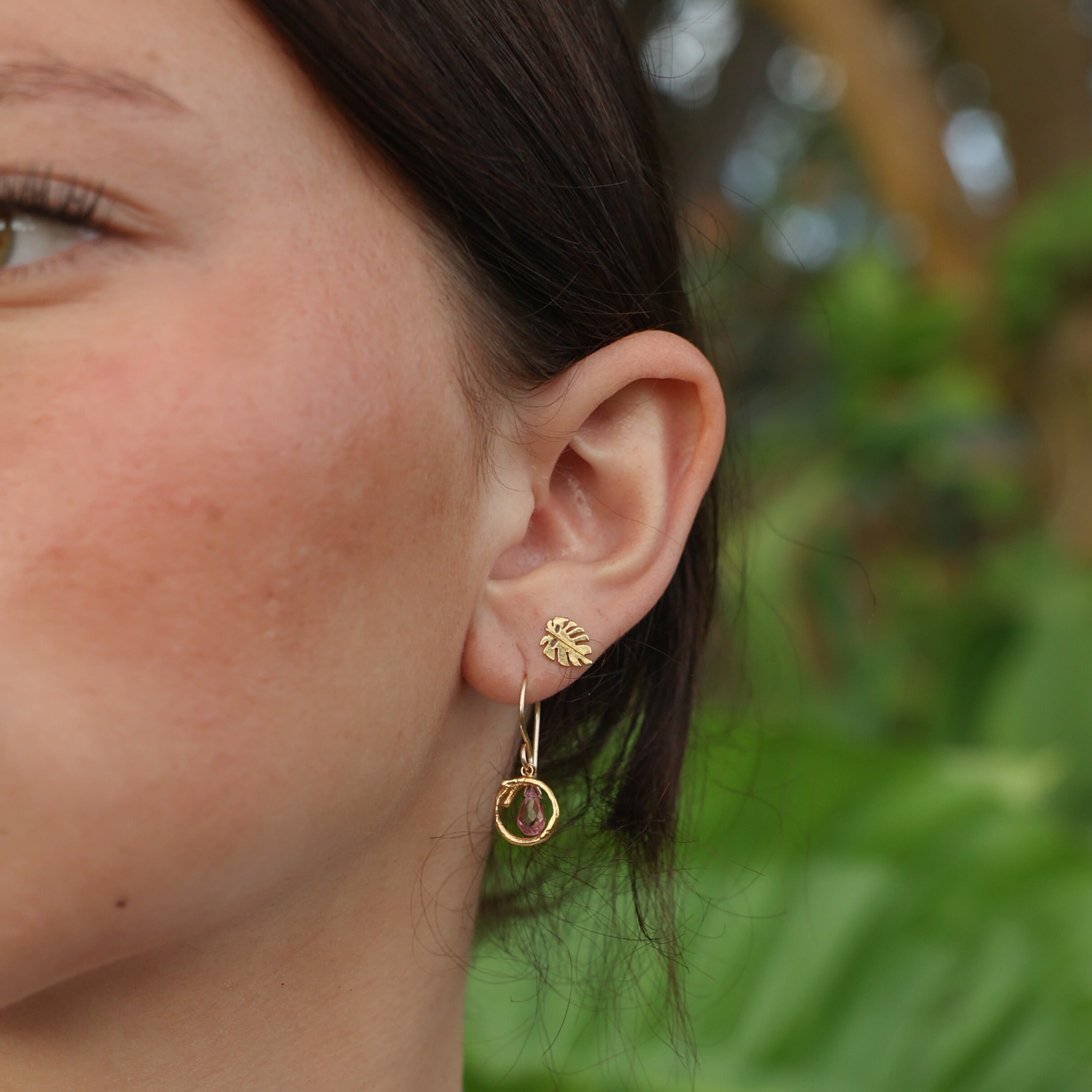 Hanging Branch Circle With Briolette Earrings