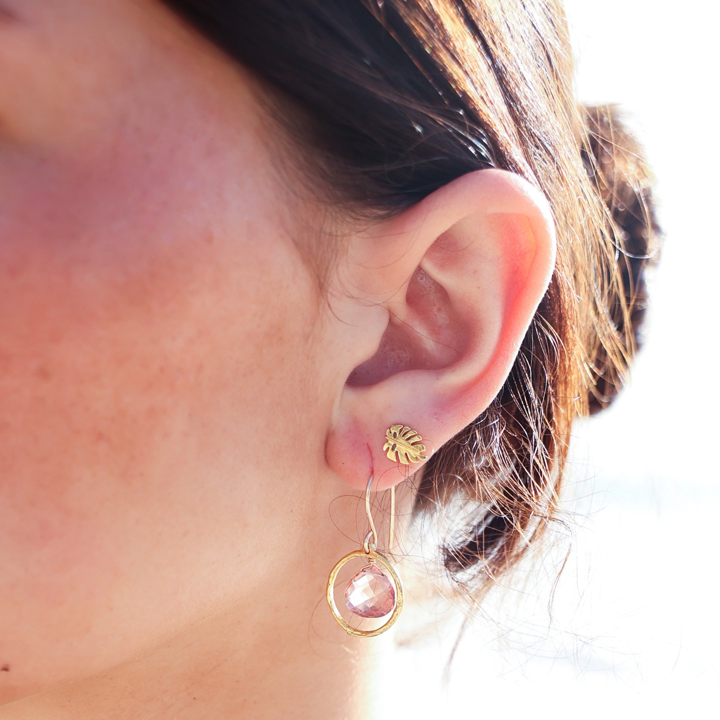 Branch Circle With Topaz Earrings