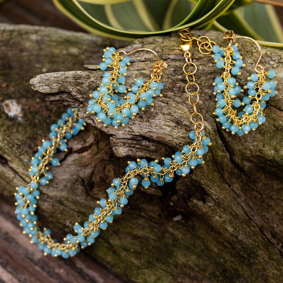 Spring Fringe Hoop Earrings | Beaded Gemstone | Handmade Hawaii