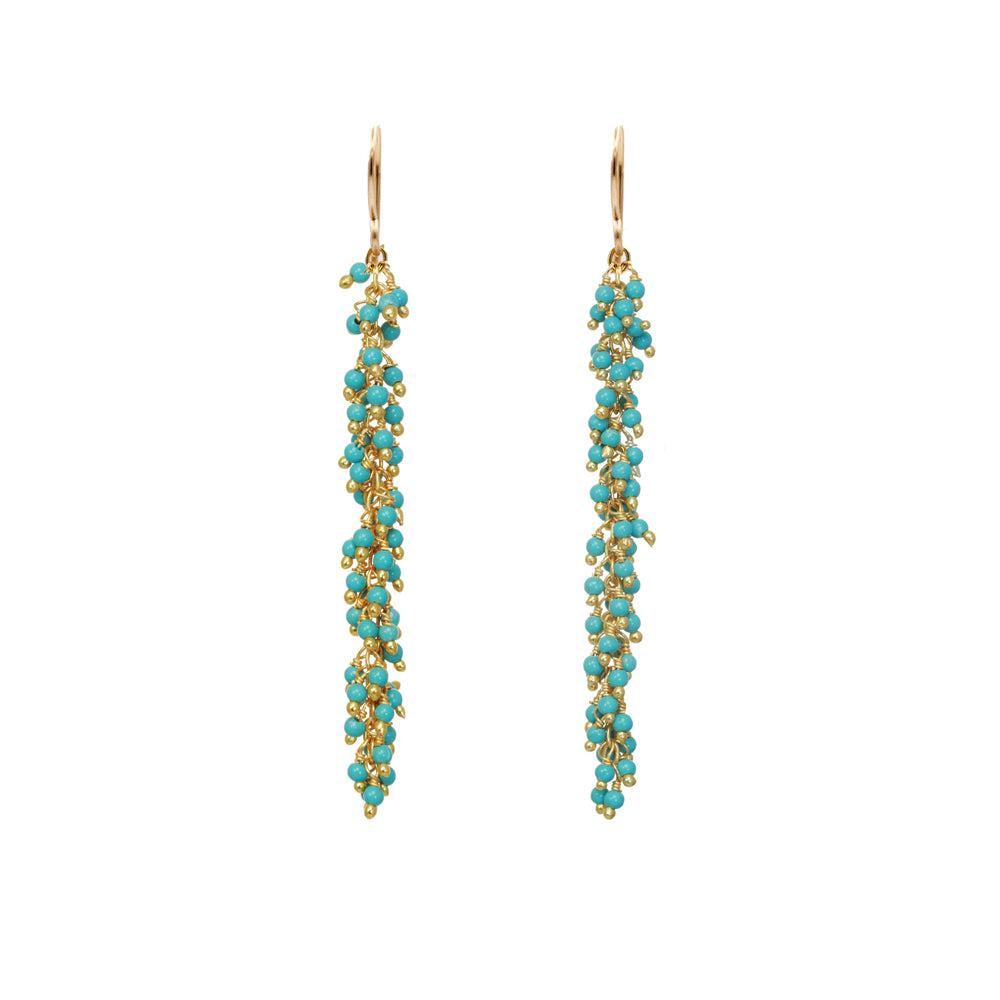 Long Fringe Earrings | Beaded Gemstone | Handmade Hawaii