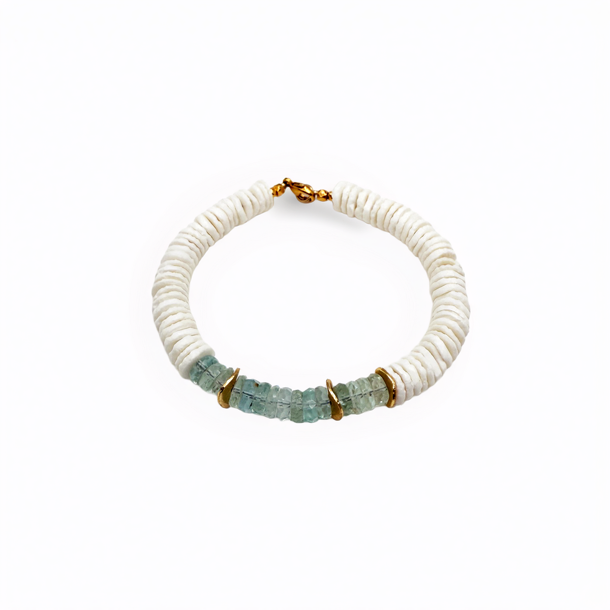 Puka Bracelet with Gemstones and Gold Accent