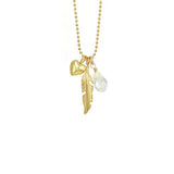 Heart & Feather with Stone Necklace
