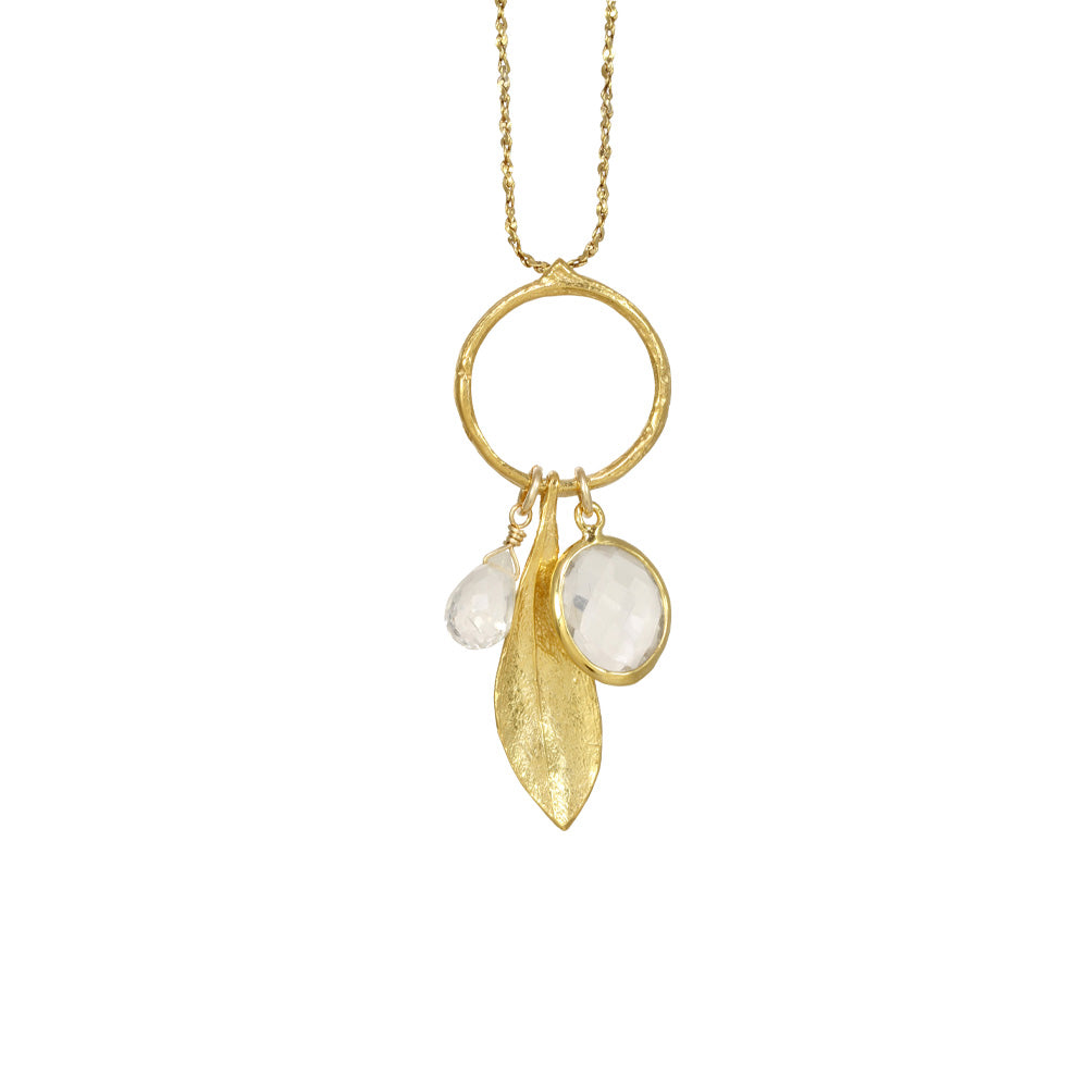 Olive Leaf Bezel Charm Necklace