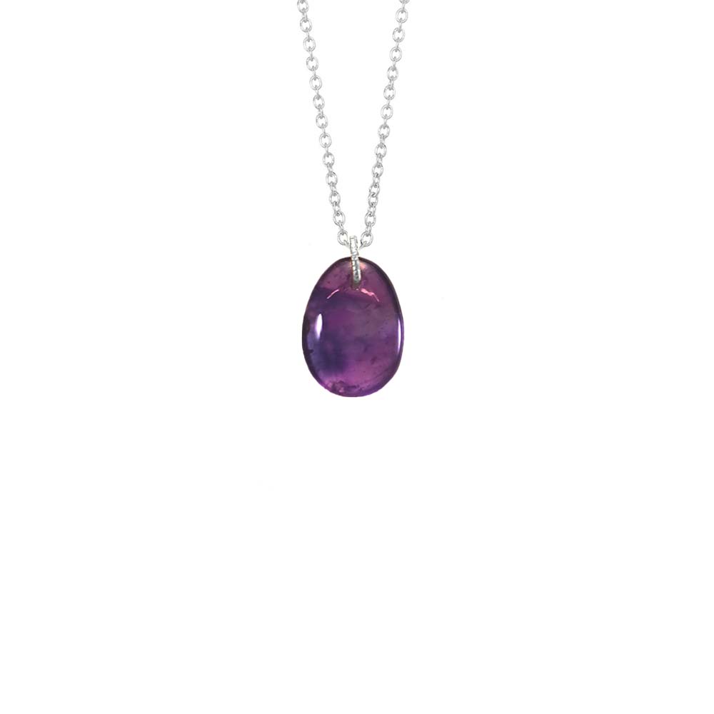 Flat Egg Gemstone Necklace