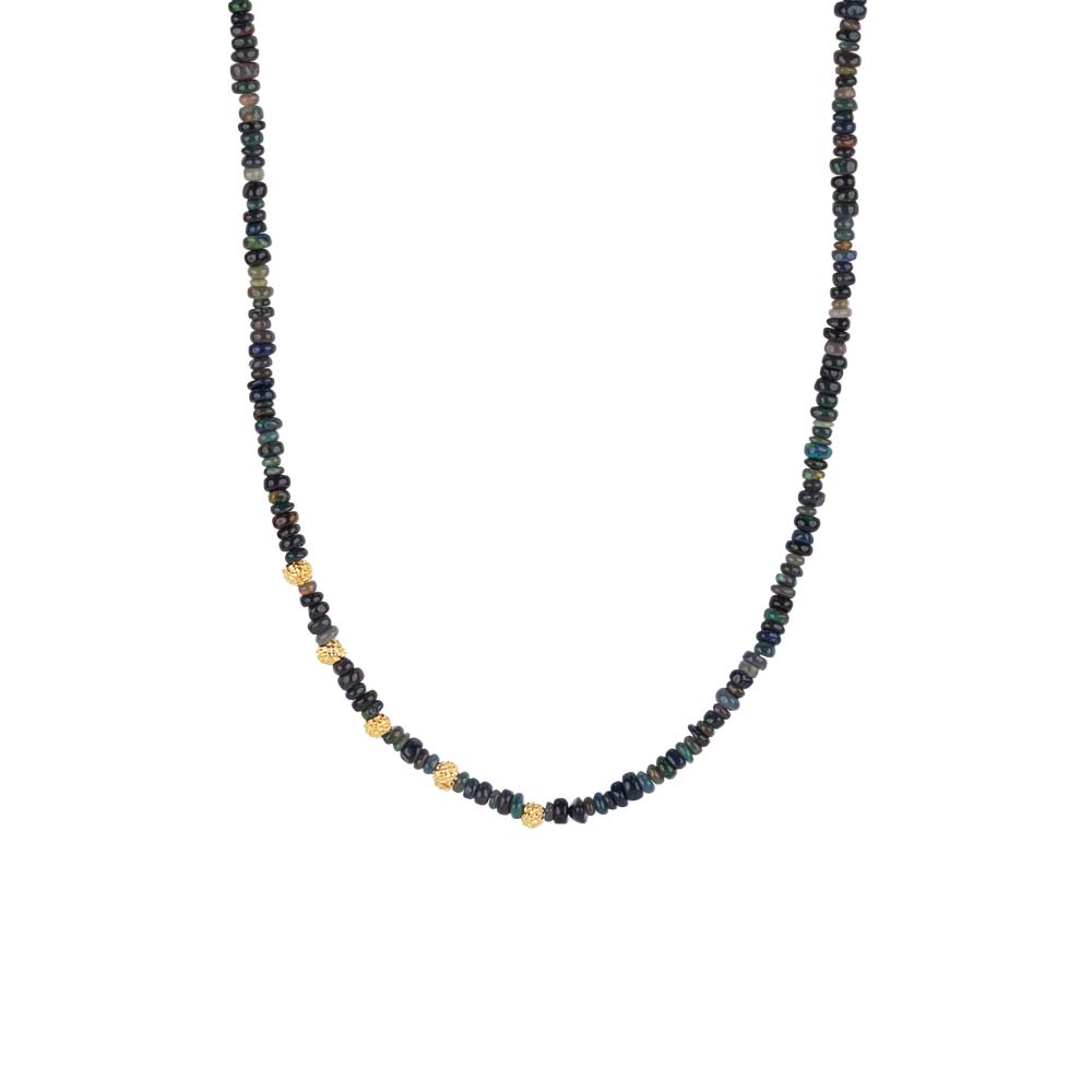 Black Opal and Seed Pods Necklace