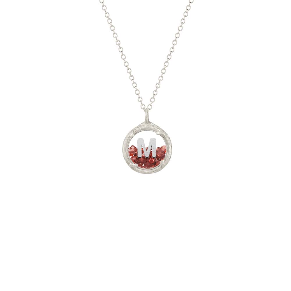 Custom Mini Birthstone Shaker Necklace with Letter