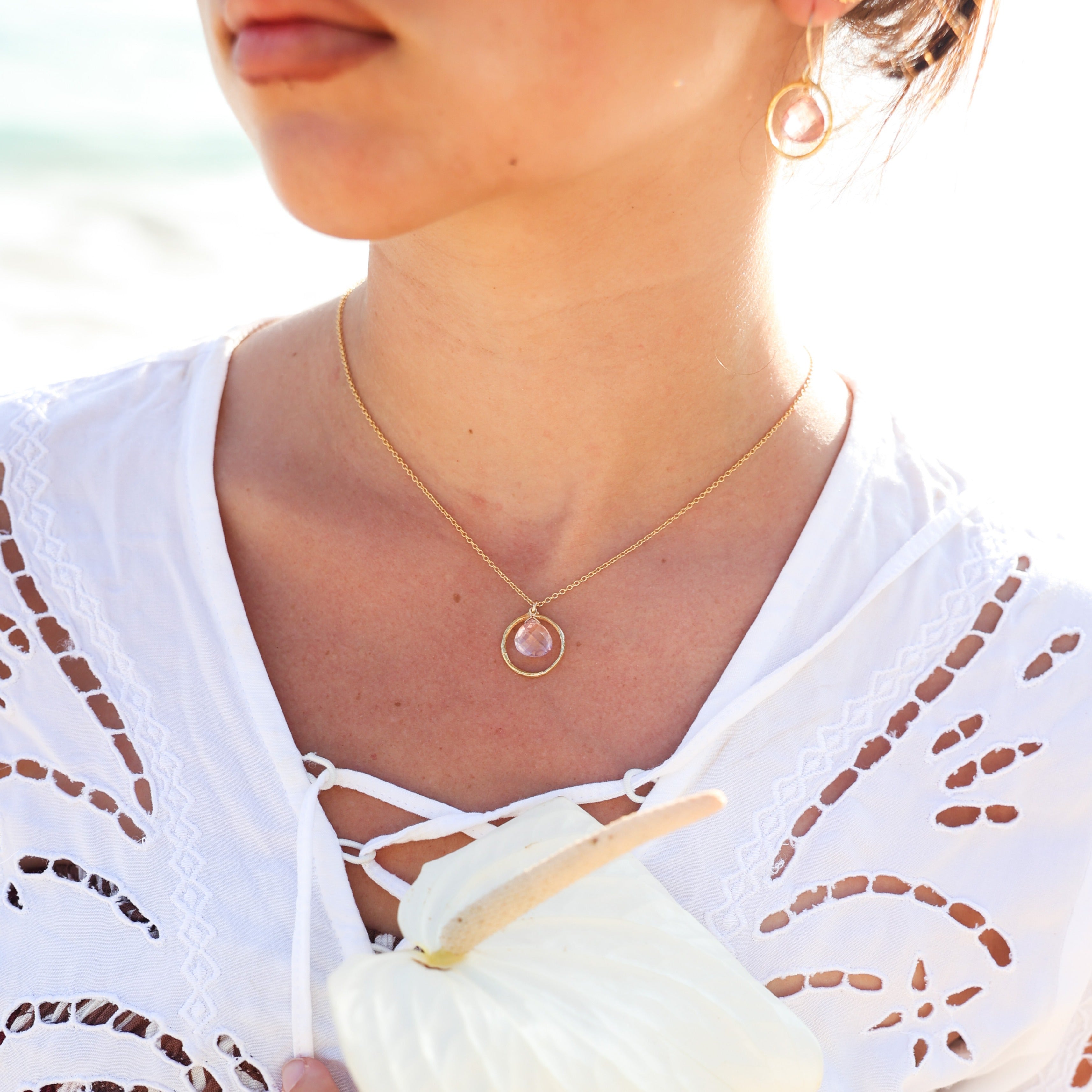 Branch Circle With Stone Necklace