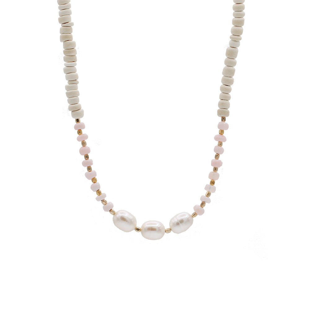 Coconut Shell with Opals and Pearls Necklace | Made in Hawaii