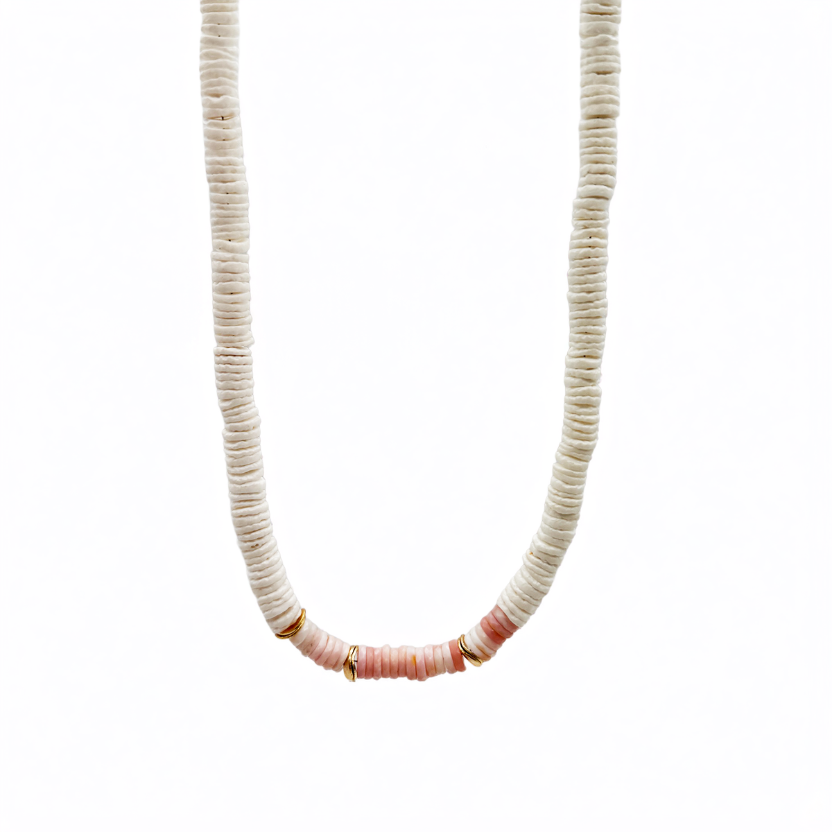 Puka Shell Necklace with Gemstones and Gold Accent | Makai