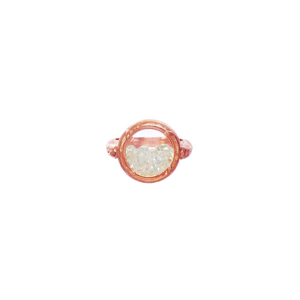 Shaker Ring with White Crystals - Rose Gold