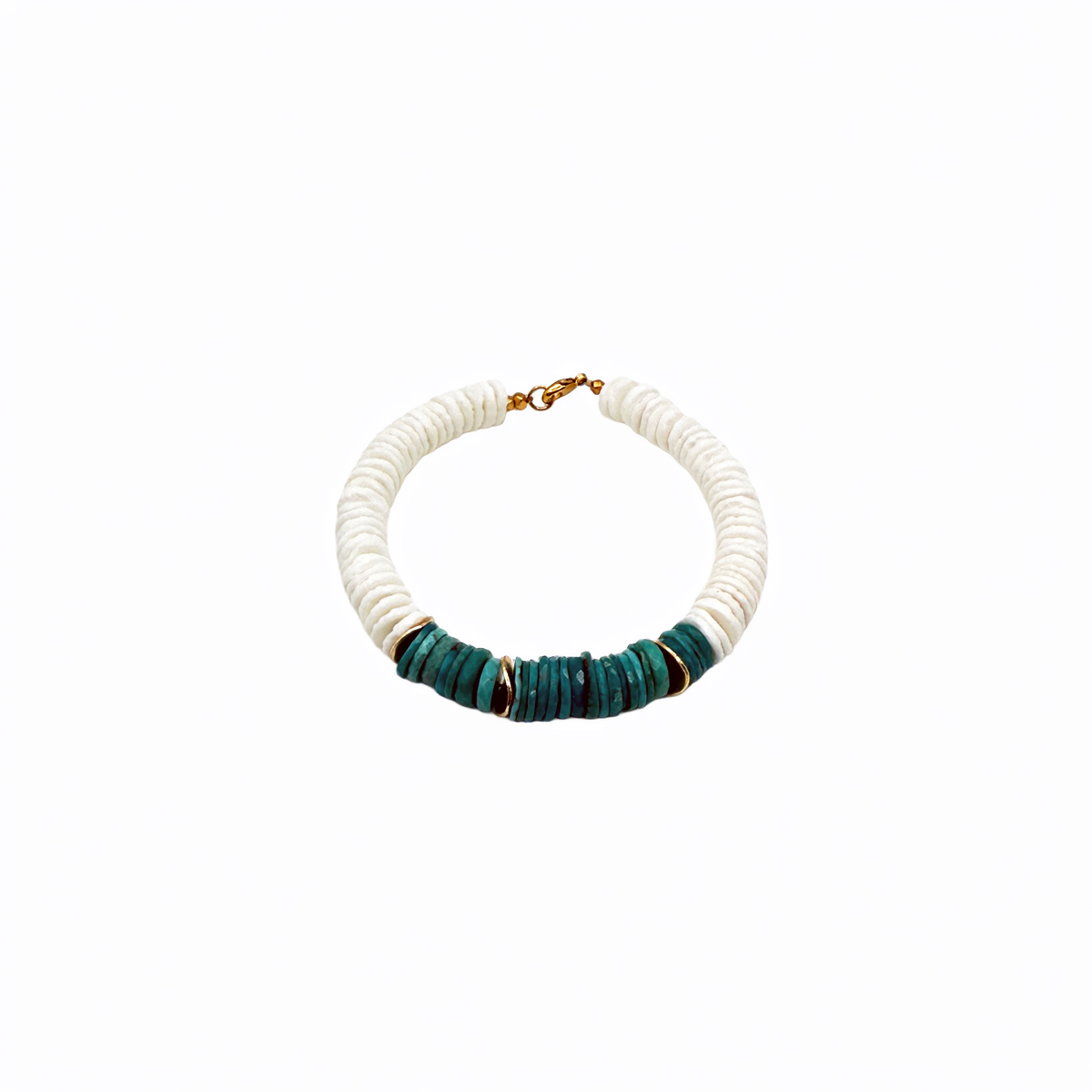 Puka Bracelet with Gemstones and Gold Accent