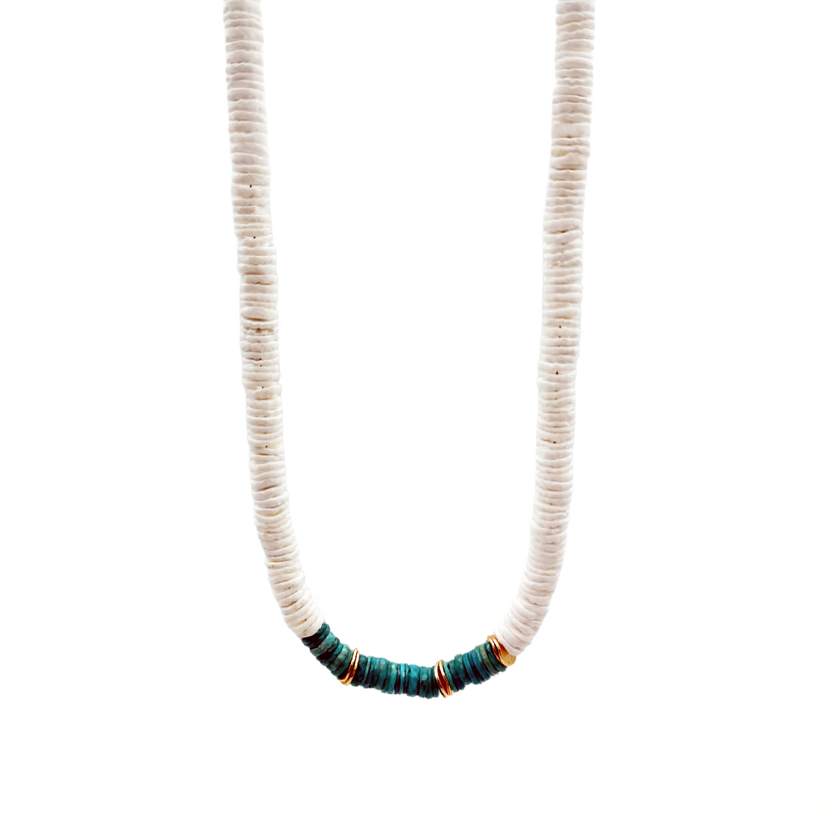 Puka Shell Necklace with Gemstones and Gold Accent | Makai