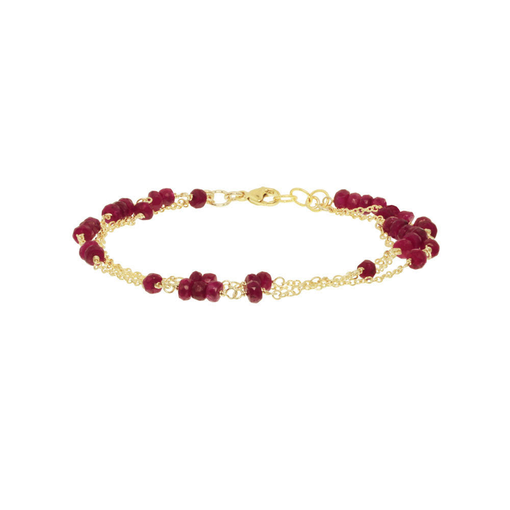 3 Strand Gemstone Chain Bracelet