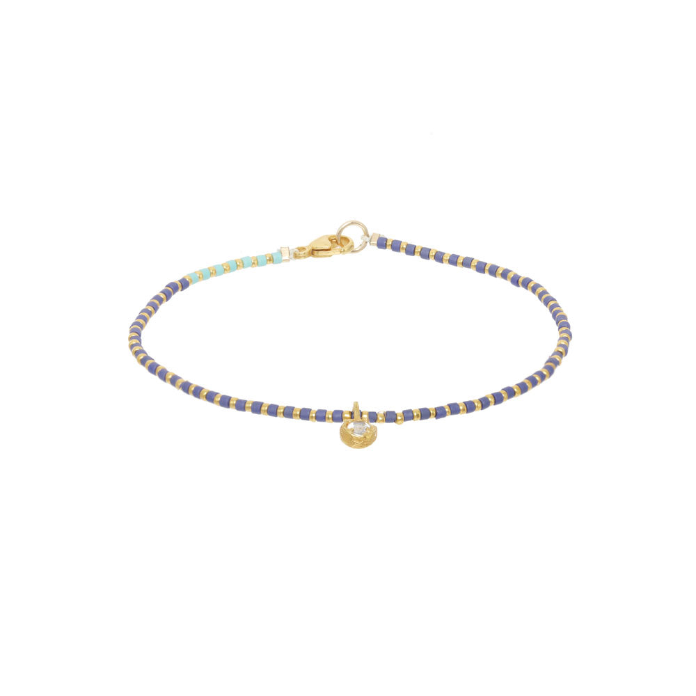 Striped Bracelet with Mini Solitaire Charm