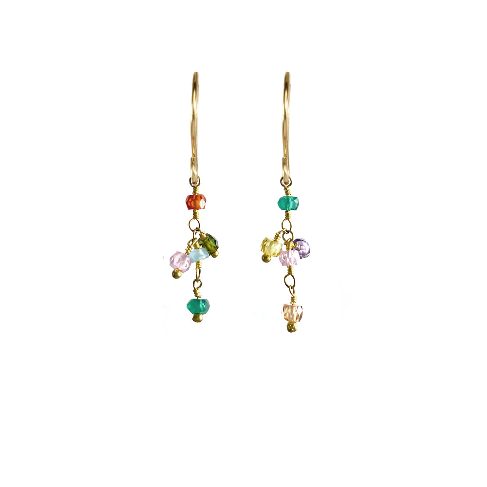 Short Gemstone Cascade Earrings