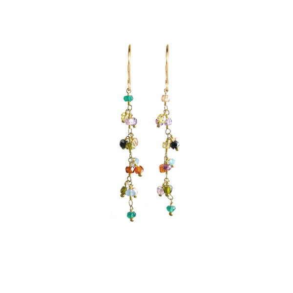 Long Gemstone Cascade Earrings