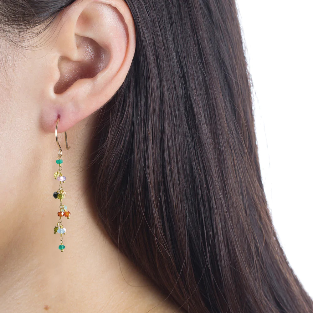 Long Gemstone Cascade Earrings