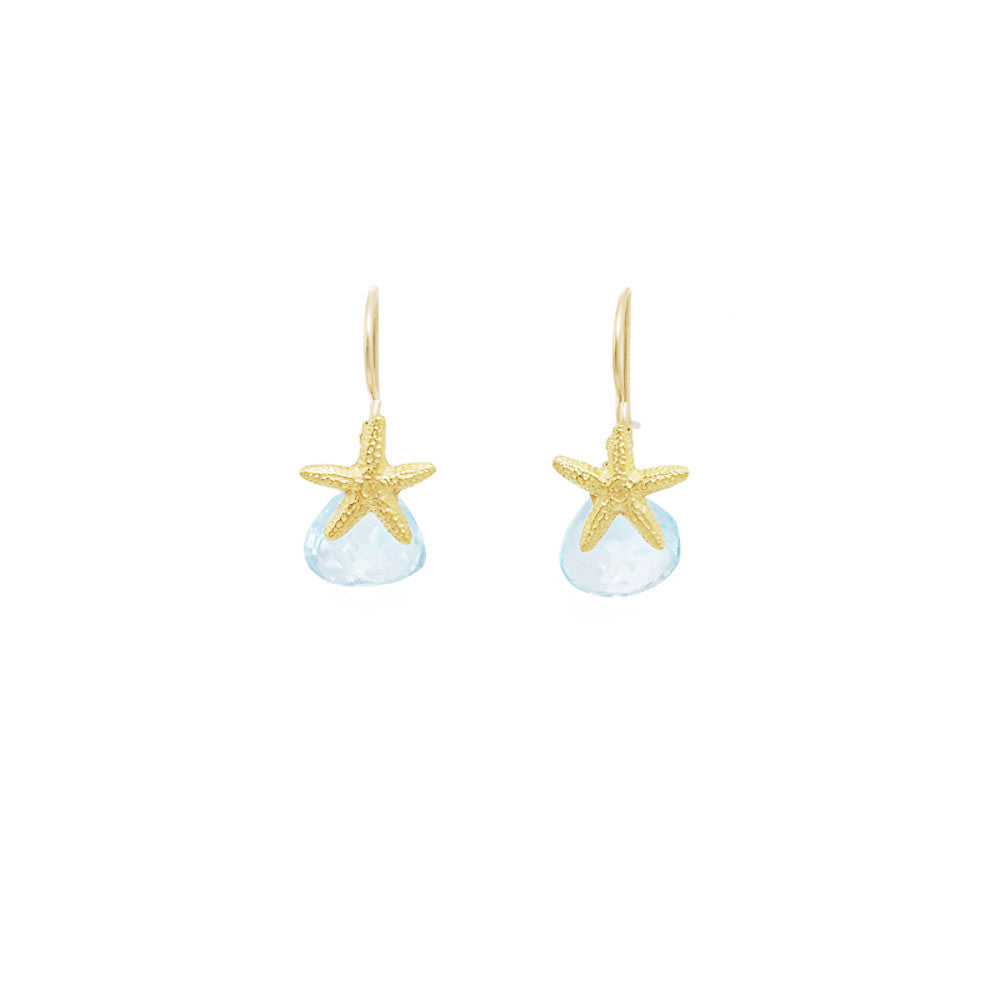 Starfish Earrings with Teardrop Gemstones