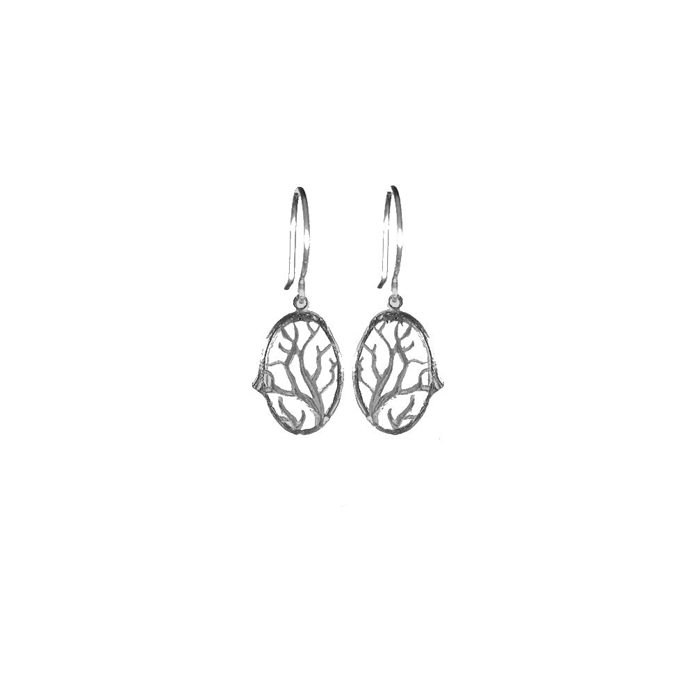 Oval Branch with Coral Earrings