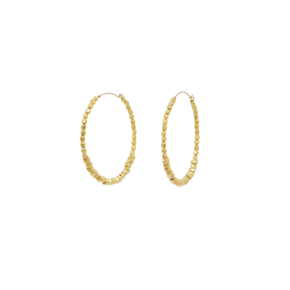 Faceted Bead Hoop Earrings