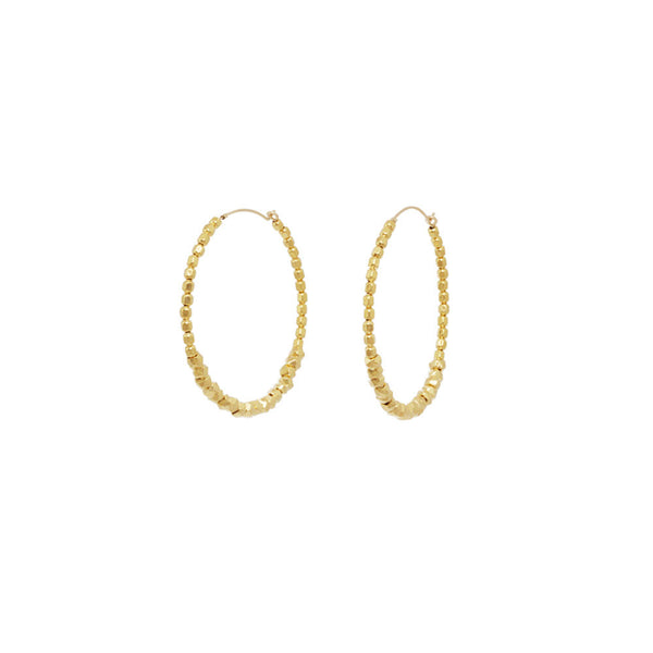 Faceted Bead Hoop Earrings