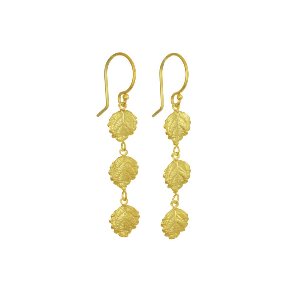 3 Vertical Strawberry Leaf Earrings