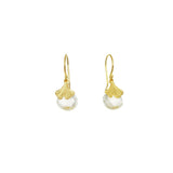 Mini Gingko with Heart-Shaped Stone Earrings