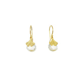 Mini Gingko Earrings with White Topaz