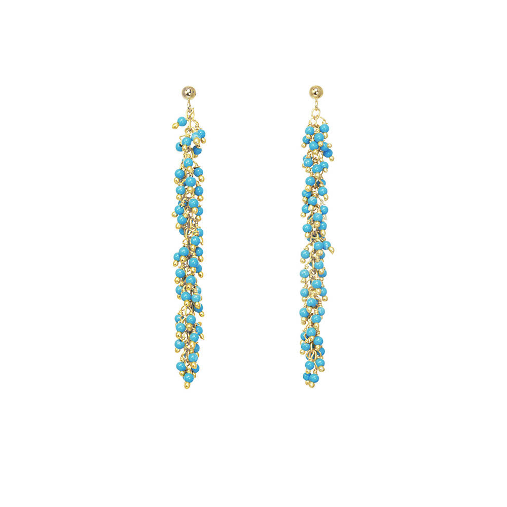 Fringe Drop Earrings | Beaded Gemstone | Handmade Hawaii