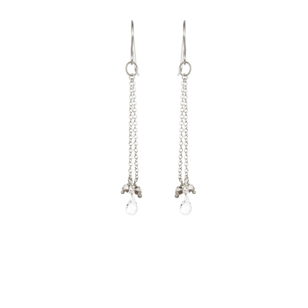 Briolette with Stone Chain Earrings