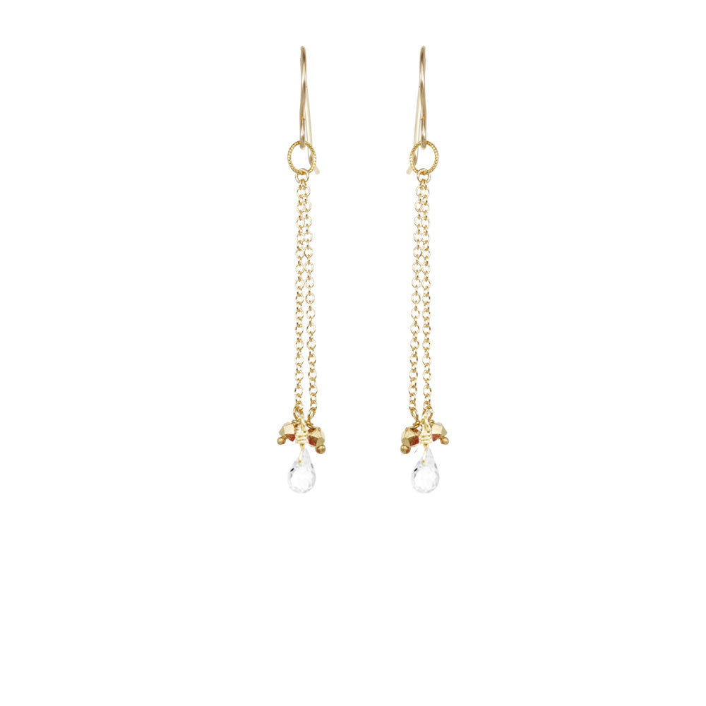 Briolette with Stone Chain Earrings