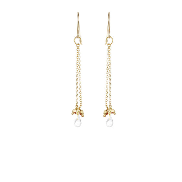 Briolette with Stone Chain Earrings