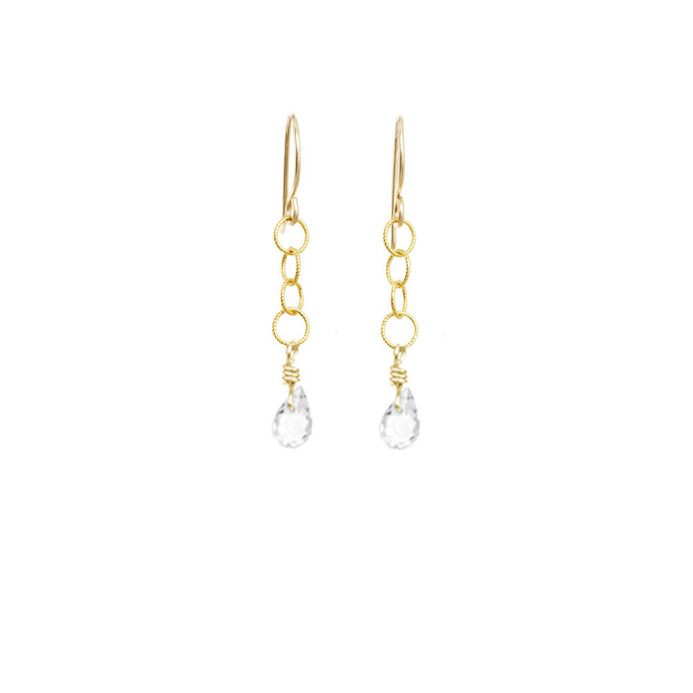 Briolette on Bubble Chain Earrings
